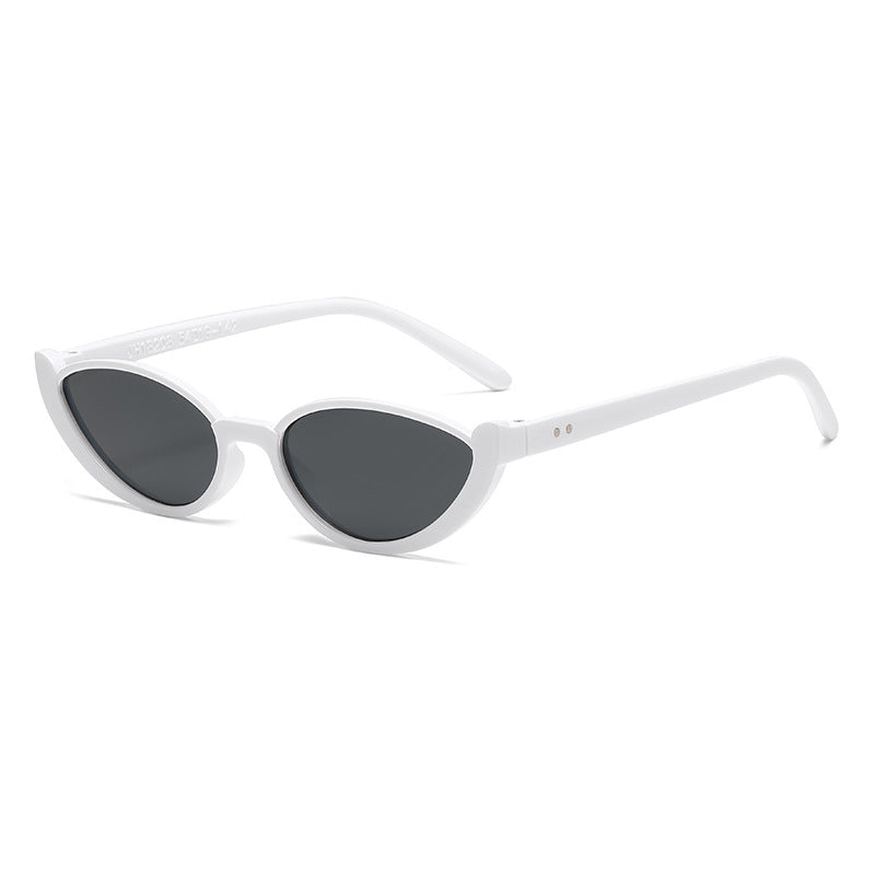 White Frame With Gray Flakes 2PCS Fashionable Cat-Eye Sunglasses for Women - Retro INS Style UV Protection Shades