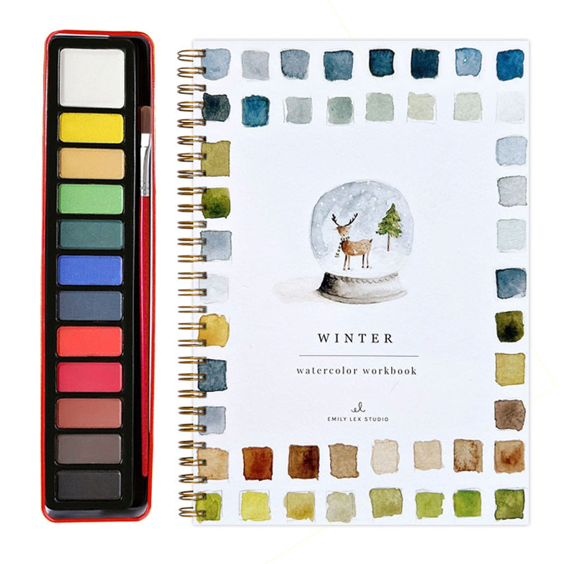 Winter 2-Pack Watercolor Painting Set - Premium Bird-Themed Coloring Books with Watercolor Paints (22.86x16.51cm) - Artist-Grade Workbook Kit