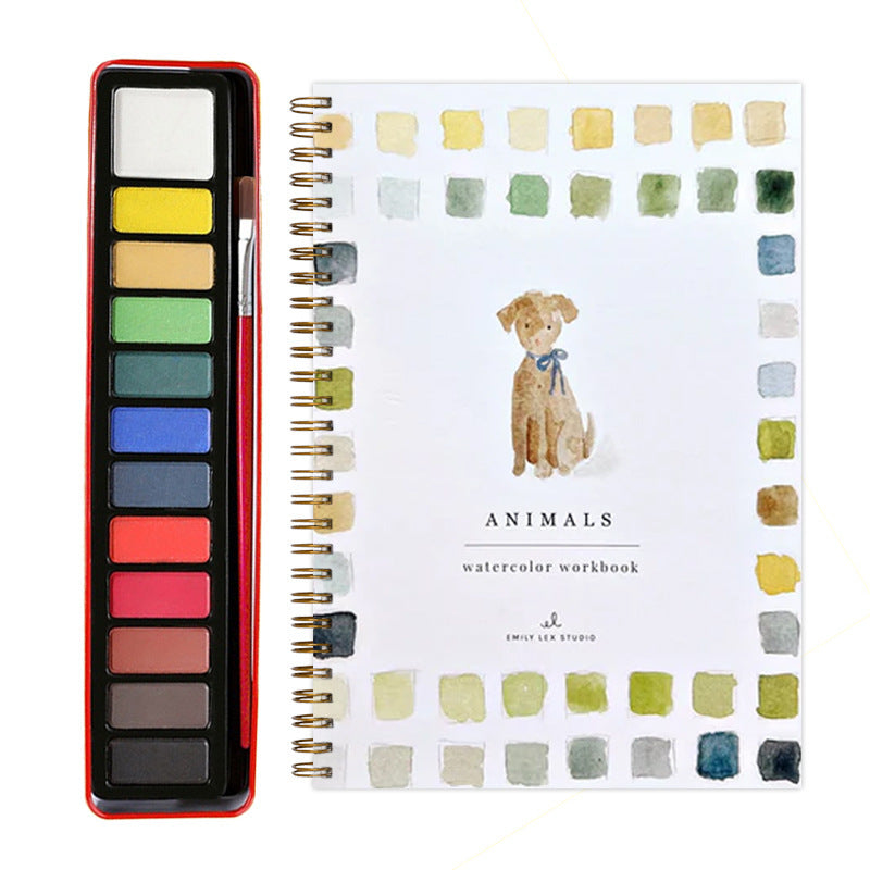 Animals 2-Pack Watercolor Painting Set - Premium Bird-Themed Coloring Books with Watercolor Paints (22.86x16.51cm) - Artist-Grade Workbook Kit