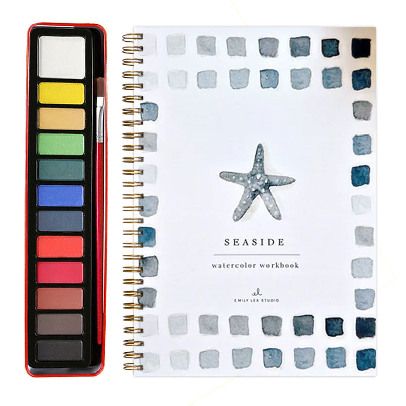 Seaside 2-Pack Watercolor Painting Set - Premium Bird-Themed Coloring Books with Watercolor Paints (22.86x16.51cm) - Artist-Grade Workbook Kit