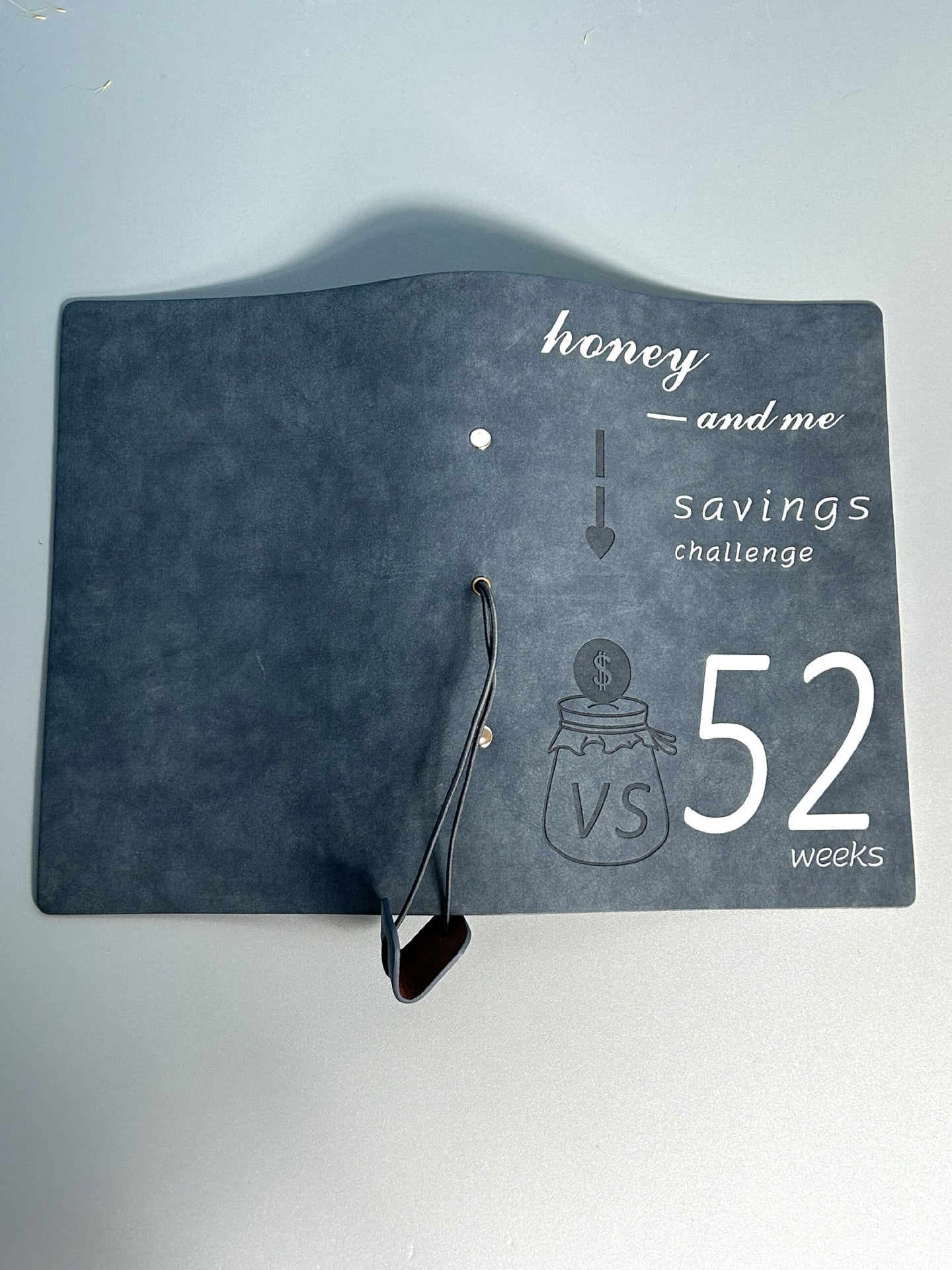 Grey 52-week couple's savings challenge binder - 6-ring financial planner set (2 books)