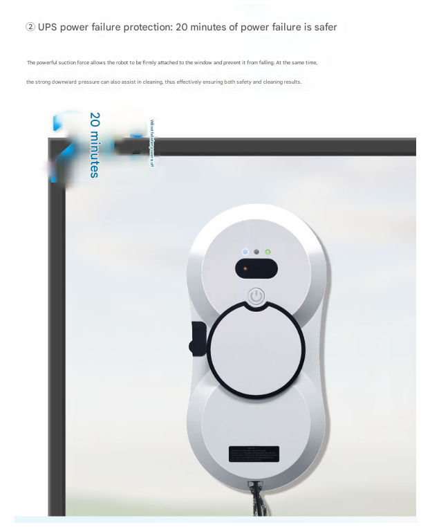 White Smart Window Cleaning Robot - 5600Pa Strong Suction, Auto Water Spray, 3 Cleaning Modes with UPS Power Backup 6