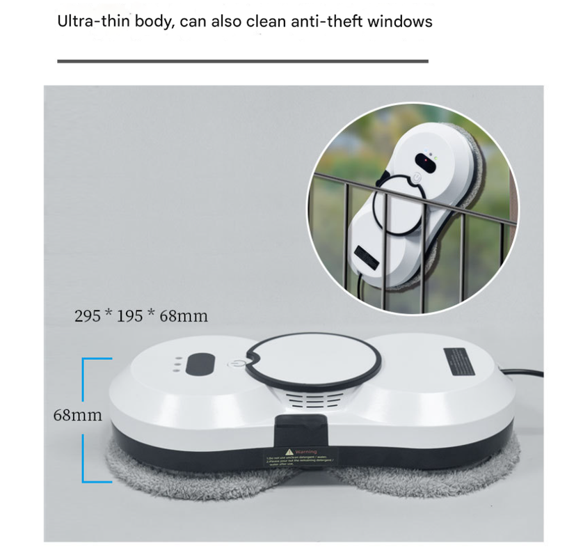 White Smart Window Cleaning Robot - 5600Pa Strong Suction, Auto Water Spray, 3 Cleaning Modes with UPS Power Backup 7