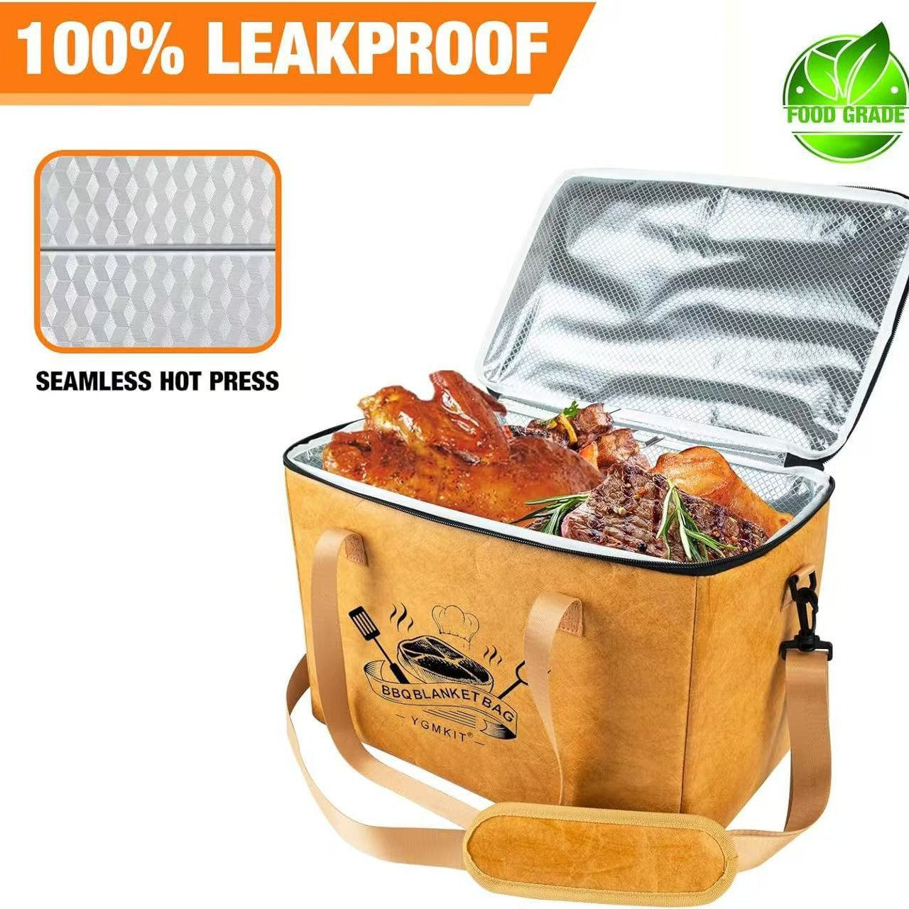 Large Reusable Insulated BBQ Bag - Thermal Meat & Food Carrier (40x25x25cm) 5