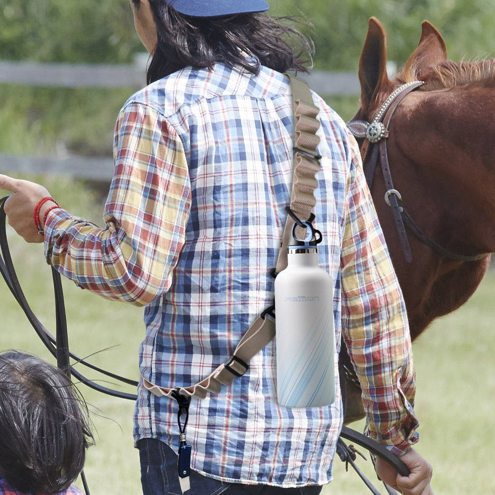 Khaki 4 PCS Heavy-Duty Outdoor Utility Strap - Multi-Purpose Camping Gear & Bottle Hanging Lanyard 4