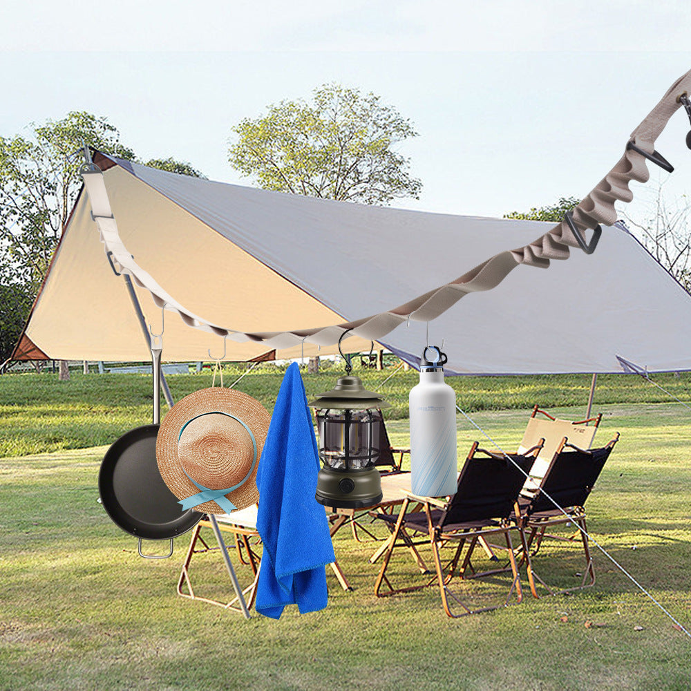 Khaki 4 PCS Heavy-Duty Outdoor Utility Strap - Multi-Purpose Camping Gear & Bottle Hanging Lanyard 5