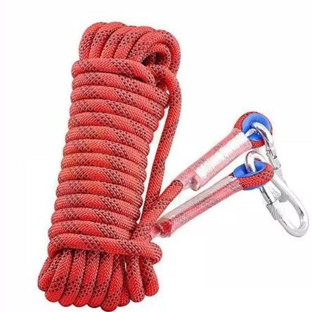 Red Polyester (for home use) Without Wire Core Heavy Duty Adjustable Clothesline Set (2 Pack) - 15m Steel Wire Core Nylon Rope with Hooks for Outdoor & Camping