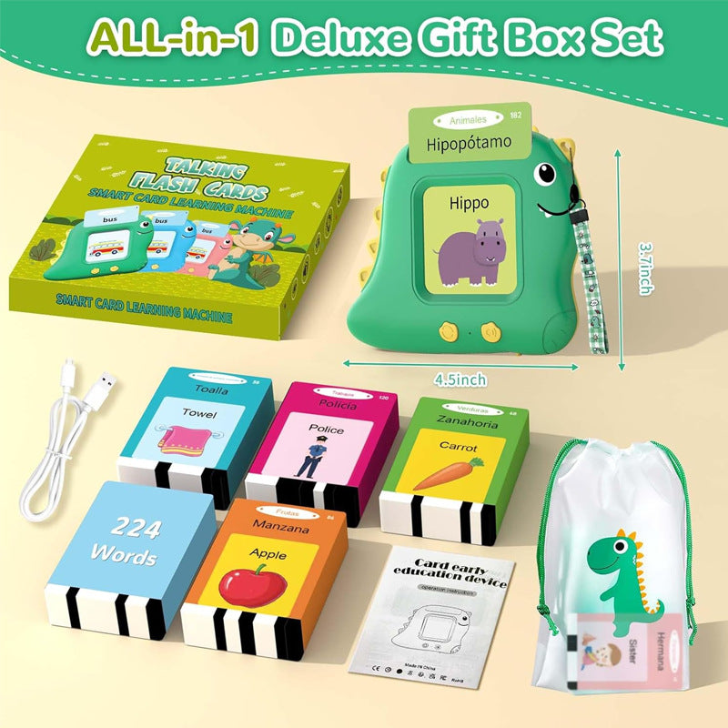 Blue Cat Spanish & English Bilingual Flash Card Reader - Interactive Audio Learning Toy (112 Cards) 4