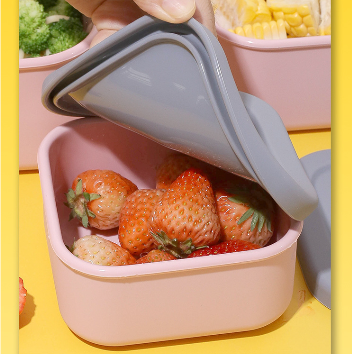 Purple 3-Piece Stackable Silicone Food Storage Container Set - Microwave Safe Lunch Boxes (300/700/1300ml) 3