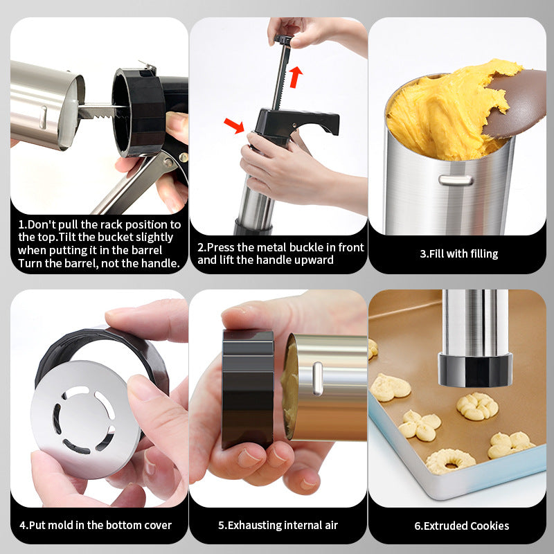Black Deluxe Cookie Press & Icing Gun Set - 13 Discs & Multiple Nozzles for Baking & Decorating 4