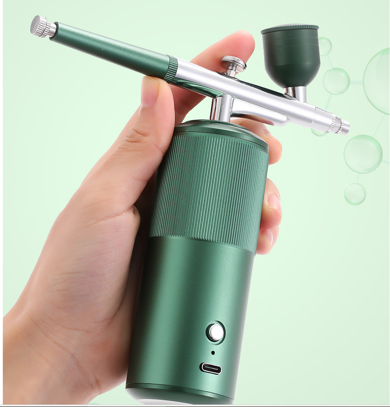 Green Portable Oxygen Infusion Airbrush - Facial Mist Sprayer for Hydration & Skincare