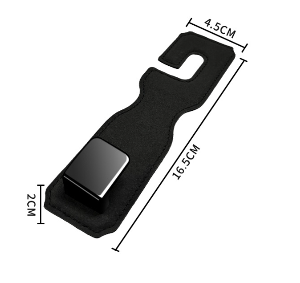 Black Premium PU Leather Car Headrest Hooks (Set of 4) - Stylish Seat Back Organizer Hangers 5