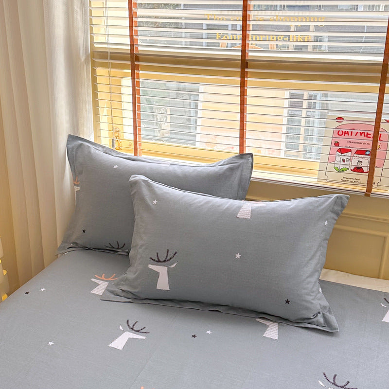 Grey Deer 100% Cotton Pillowcase Set (Pack of 2) - Breathable Standard Size 48x74cm Pure Cotton Pillow Covers
