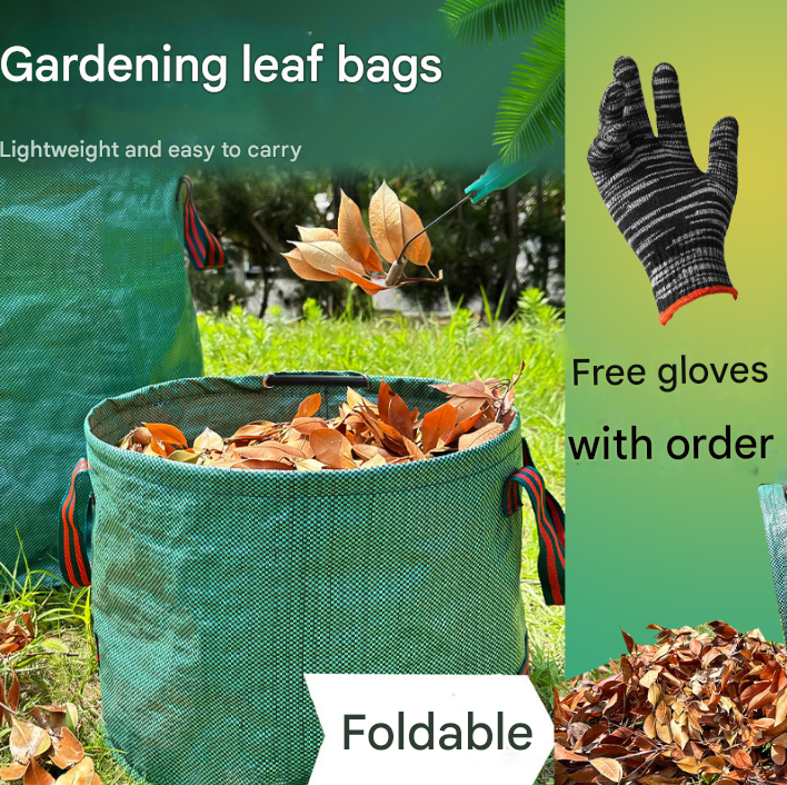 500L(Calibre80*100cm) Heavy Duty Collapsible Garden Waste Bags (Set of 2) - Large Reusable Yard Leaf Bin 5
