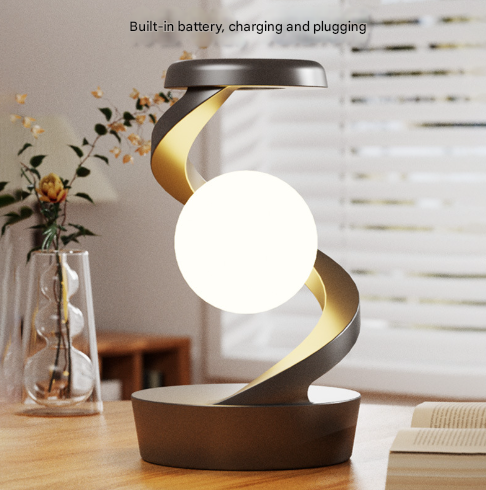 Black Modern Levitating LED Desk Lamp  - Spiral Design Atmosphere Light 4