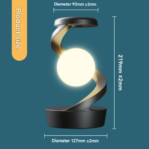 Grey-Black Modern Levitating LED Desk Lamp with Wireless Phone Charger - Spiral Design Atmosphere Light 3