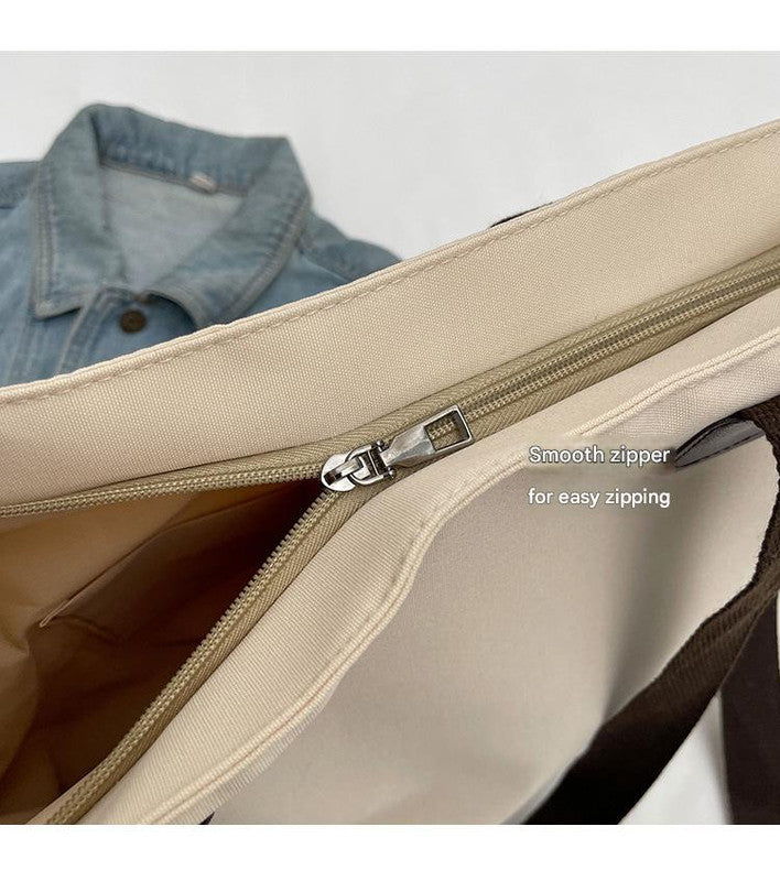 Stylish white canvas tote bag with detachable shoulder strap 5