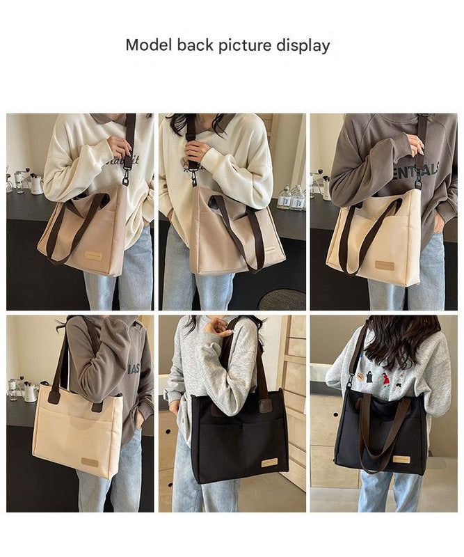 Stylish white canvas tote bag with detachable shoulder strap 7