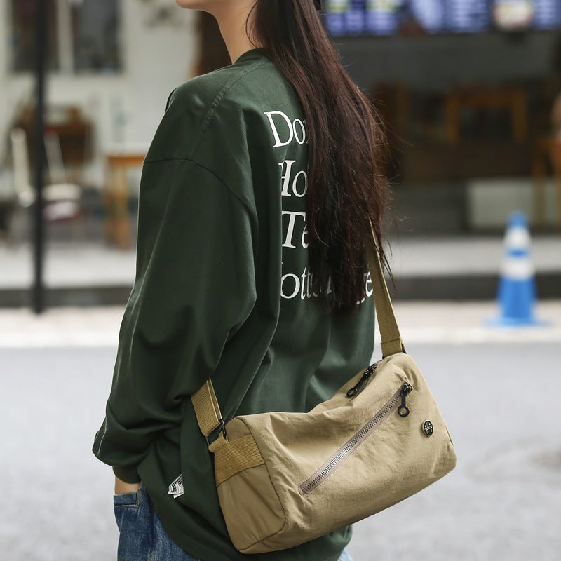 An elegant khaki shoulder bag for travel and work 3