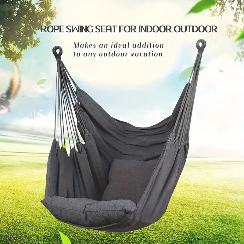 Colorful Striped Hammock Chair with Ropes and Storage Bag - White 3
