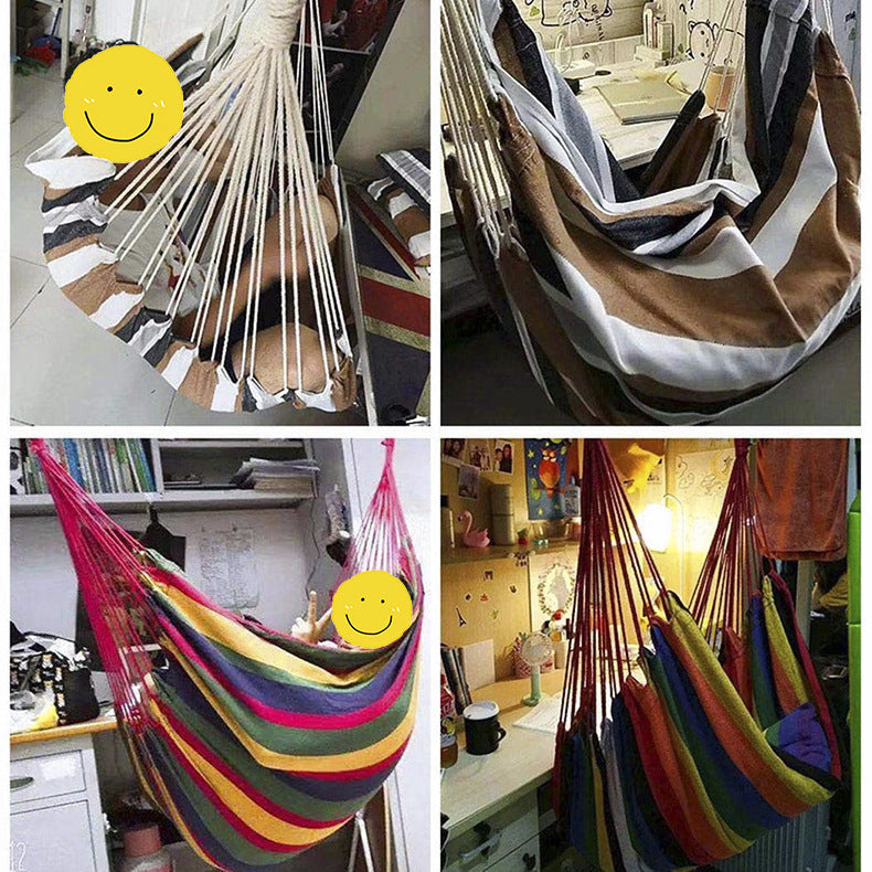 Colorful Striped Hammock Chair with Ropes and Storage Bag - Gery 5