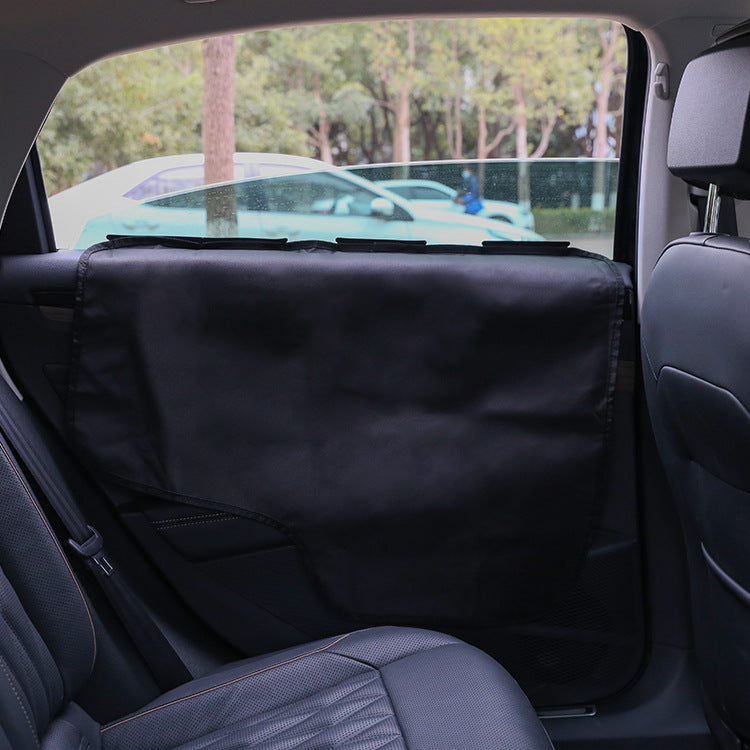 Pet Car Door Protector with Storage Pocket  - 77x64cm Black 3