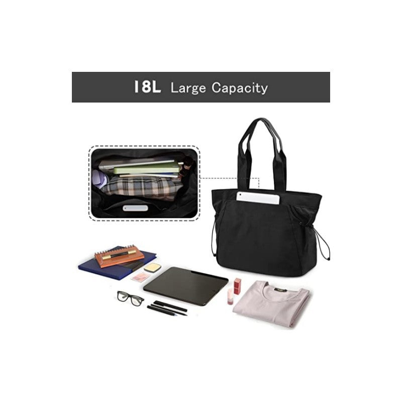 Water-Resistant Tote Bag with Drawstring Side-Cinch and Snap Closure - 18L Capacity Pink 5