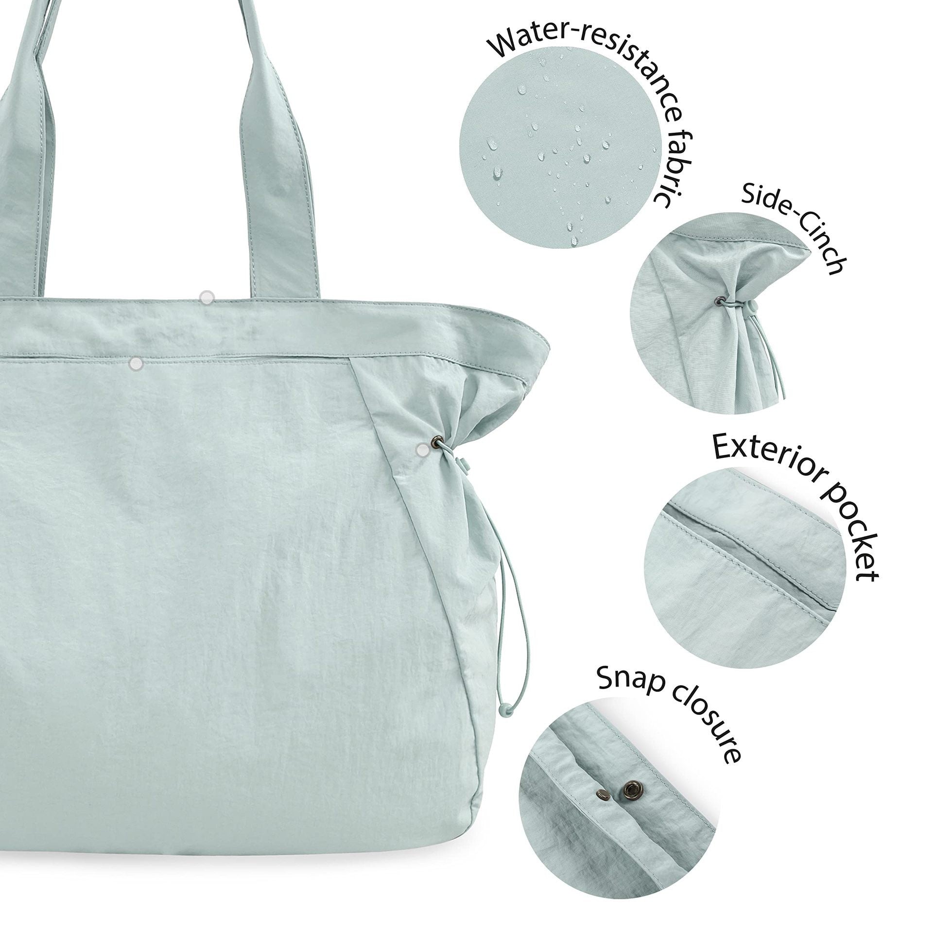 Water-Resistant Tote Bag with Drawstring Side-Cinch and Snap Closure - 18L Capacity Black 3
