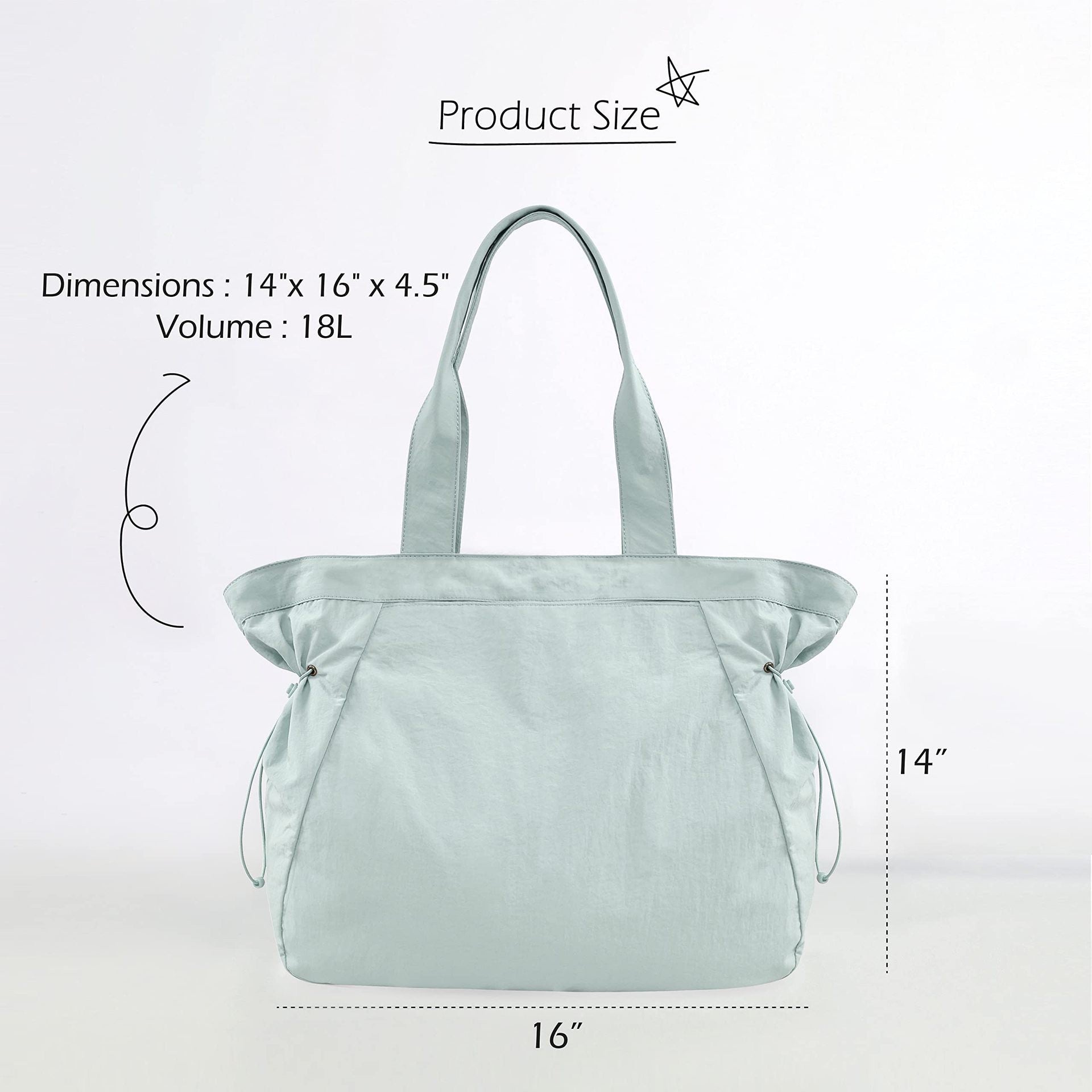 Water-Resistant Tote Bag with Drawstring Side-Cinch and Snap Closure - 18L Capacity Black 4