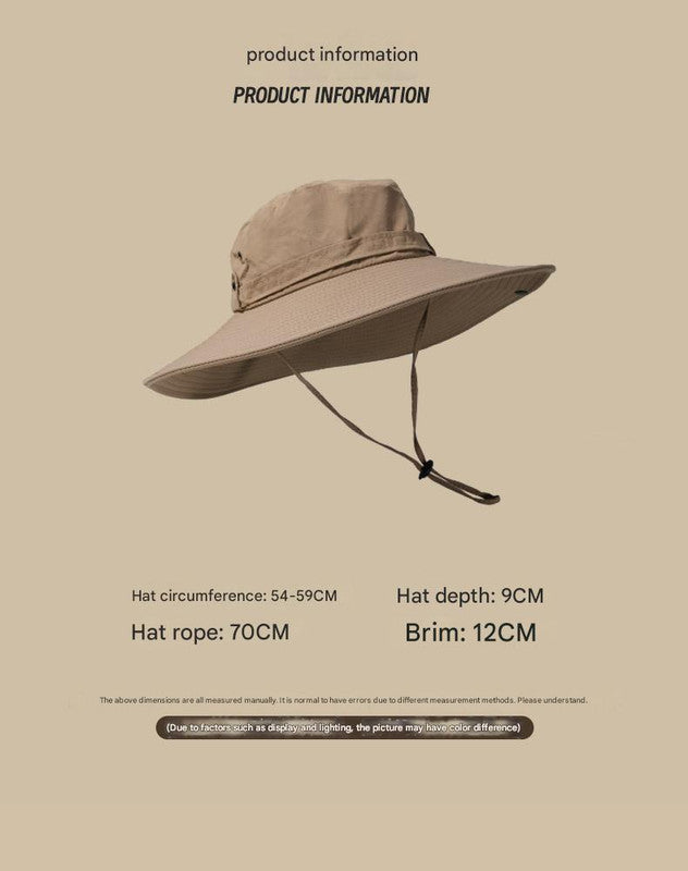Water-Repellent Wide-Brim Bucket Hat with Adjustable Chin Strap - Sun Protection Brown 3