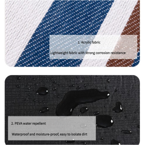 Waterproof Foldable Picnic Blanket with Handle - 2x2m Black and white large grid