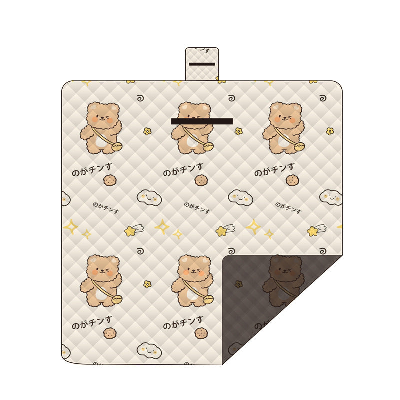 Waterproof Foldable Picnic Blanket with Bear Print -200x200cm