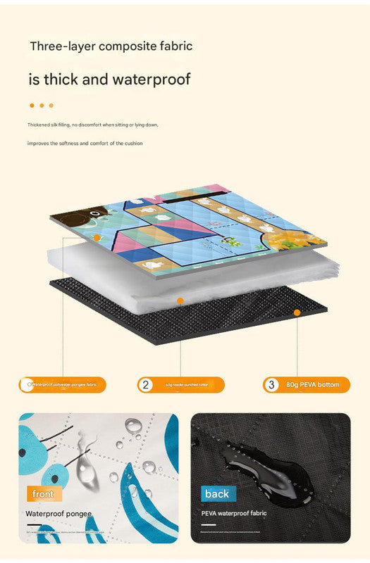 Waterproof Foldable Picnic Blanket with strawberry Print - 200x200cm