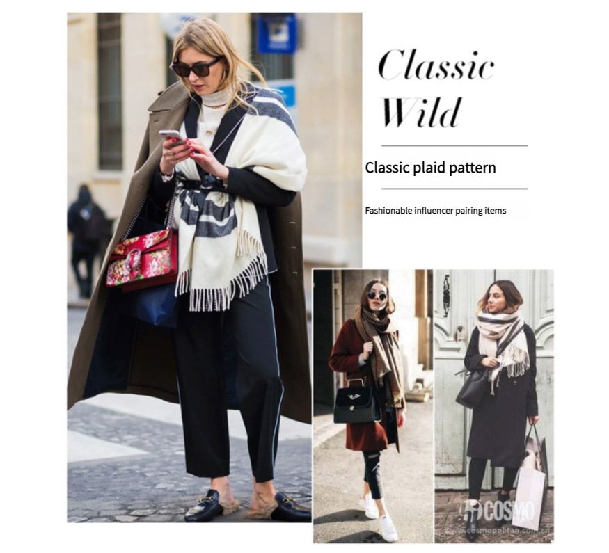 Cozy Color Block Fringe Scarf - Red Shawl for Fall and Winter 4