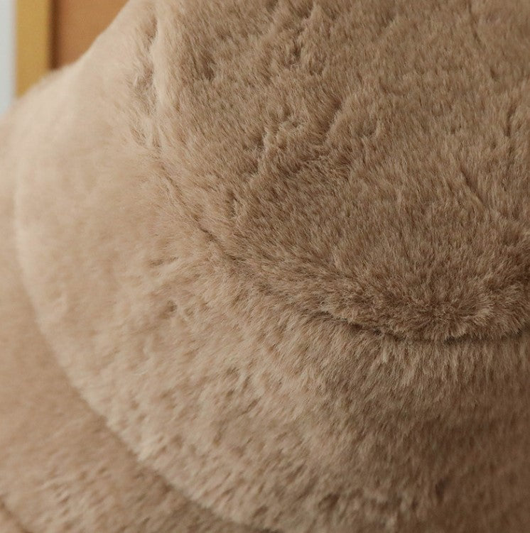 Plush Bucket Hat with Ear Flaps ,Warm Furry Winter Hat in Grey-One size (54-59cm) adjustable 5