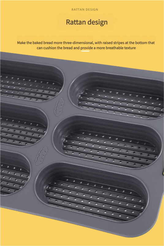Grey 6-hole silicone baking mold, perforated loaf pan 37.5 cm x 24.5 cm, suitable for bread and cakes (sold in sets of 2) 7