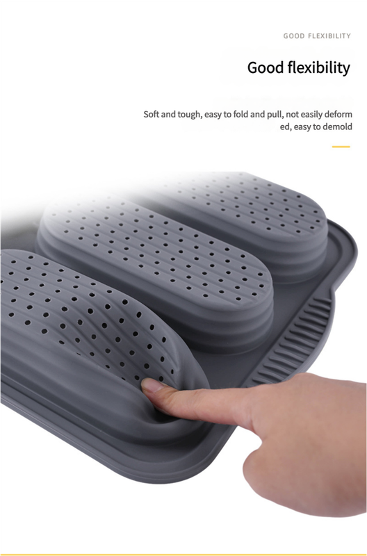 Brown 6-hole silicone baking mold, perforated loaf pan 37.5 cm x 24.5 cm, suitable for bread and cakes (sold in sets of 2) 8