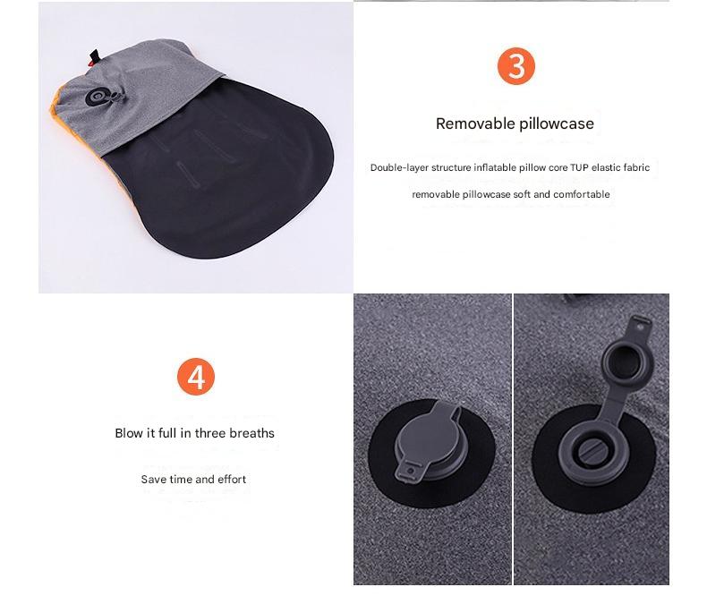 Inflatable Camping Pillow - Lightweight 46x32x12cm Travel Pillow 180g in black 4