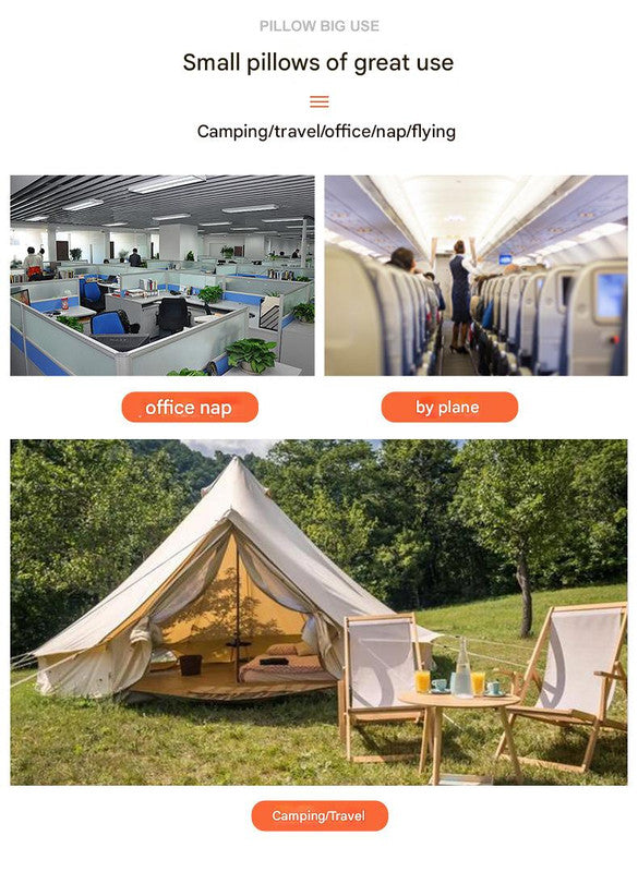 Inflatable Camping Pillow - Lightweight 46x32x12cm Travel Pillow 180g in Grey