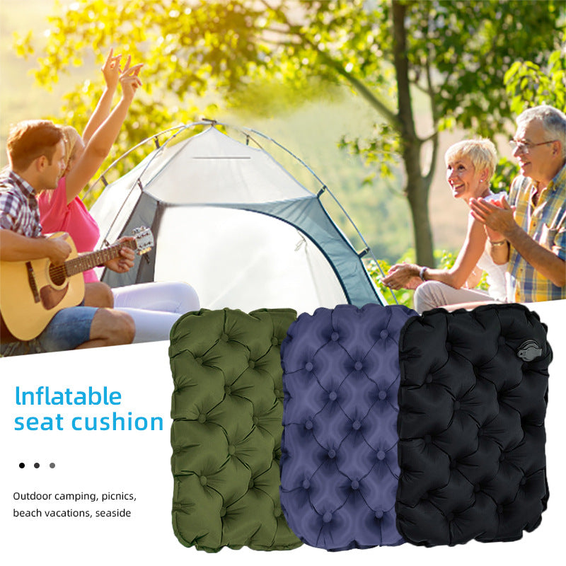 Inflatable Seat Cushion - Portable 40x30x5cm Camping Pad in Olive Black 5