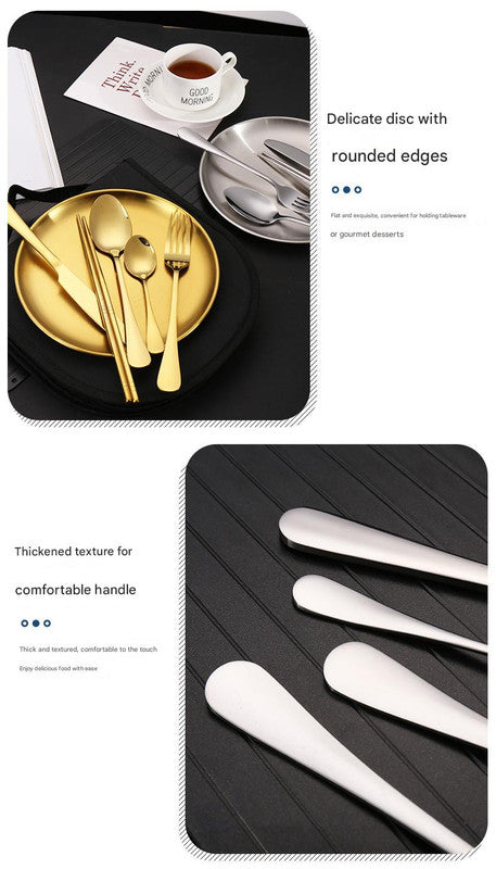 6-Piece Portable Stainless Steel Cutlery Set with Plate and Bag - Silver, Great for Camping and Travel (Steak Knife) 6