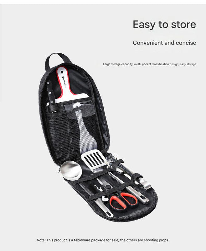 Portable Kitchen Utensil Storage Bag - Lightweight Organizer for Camping and Outdoor Cooking, Black 4