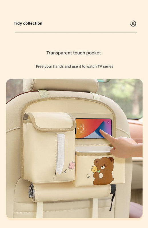 Car Seat Back Organizer with Practical design-Multi-Pocket Storage for Tissues and Gadgets-Black 6