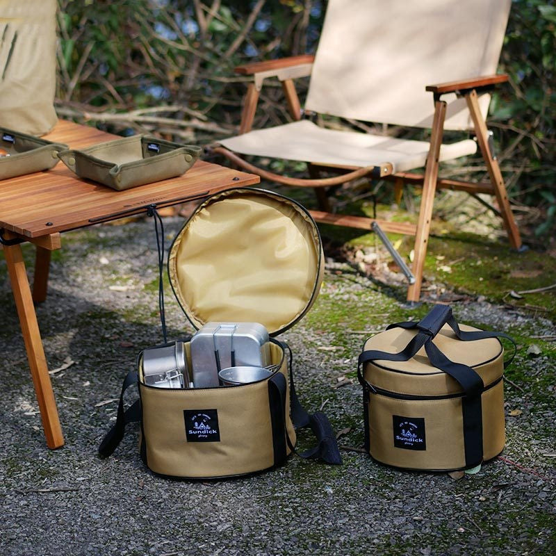 Portable Outdoor Kitchen Utensil Organizer,Waterproof Camping Cookware Storage Bag, Khaki-Size L 3