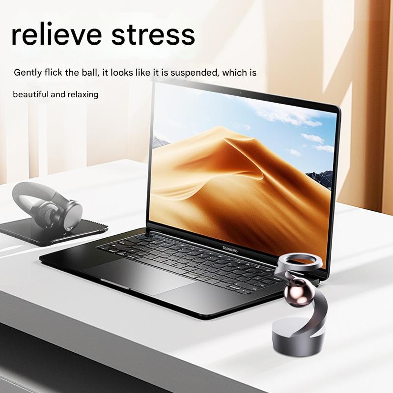 Desktop Levitating Gyro,Magnetic Floating Desk Toy for Stress Relief, Elegant Design-silver 4