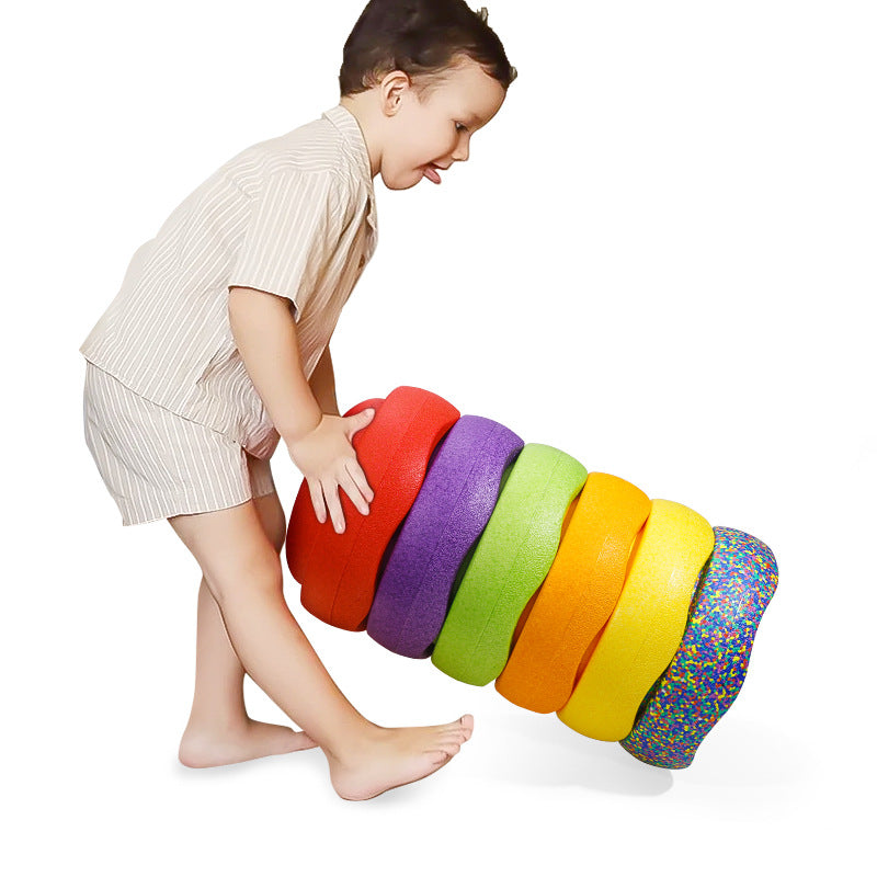 Rainbow Balance Stepping Stone - Sensory Training Toy for Kids, Orange circle Step 5
