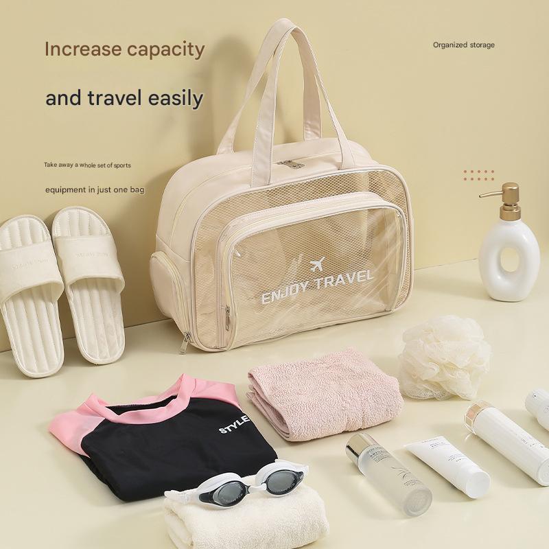 Waterproof beach bag with wet and dry separation, gym and swim storage bag, toiletries and cosmetic bag for swimsuits and goggles (Pink has shoe compartment) 6