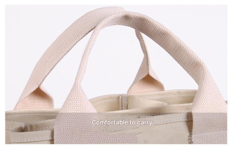 White with black Canvas Lunch Tote Bag - Stylish Handbag with Multiple Compartments for Women 3