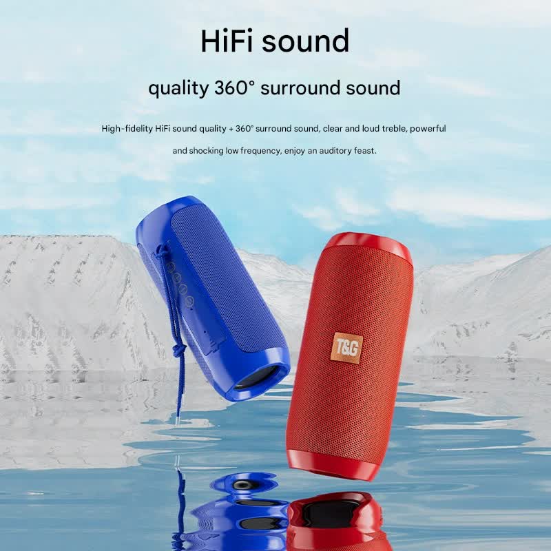 Blue (orange stripes)Portable Bluetooth Speaker - HiFi 360 Degree Audio Wireless Mini Speaker, Support Hands-free Calling 4