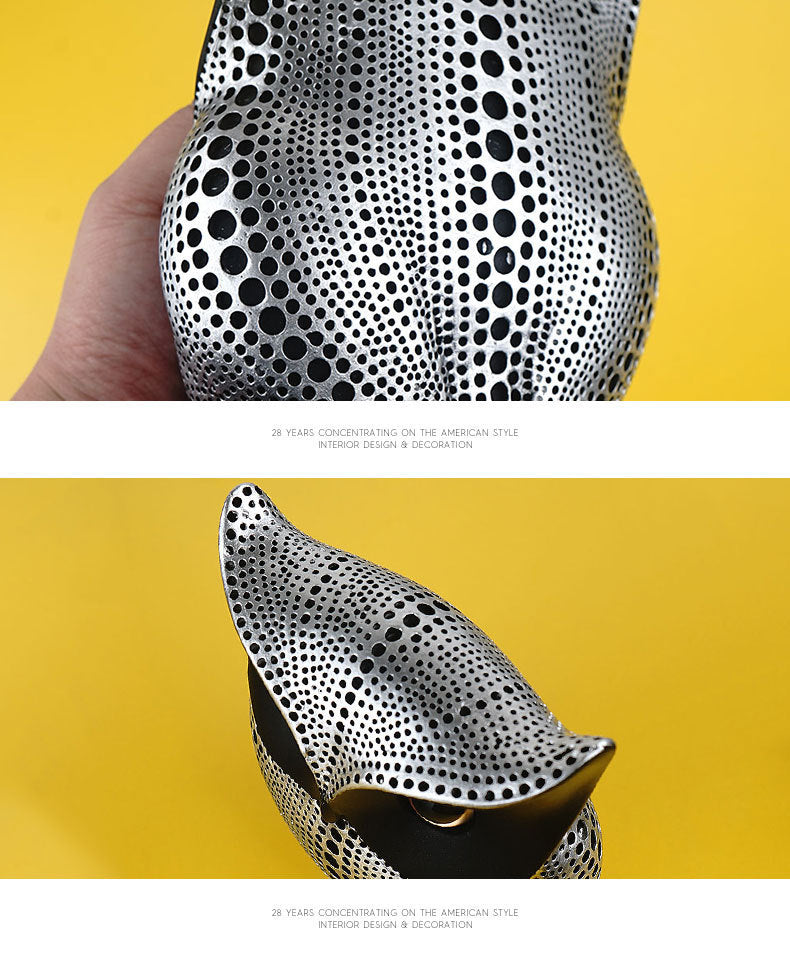 Black gold resin owl statue - modern perforated design for living room TV cabinet and entryway decoration 7